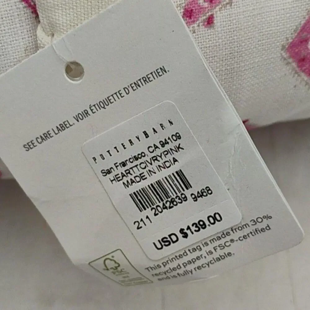 Pottery Barn Heart Block Tablecloth Rectangle 70x126